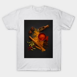 Dried spices on black slate (F020/5548) T-Shirt